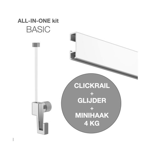 All-In-One CLICK RAIL BASIC + Ophangset Glijder 4kg