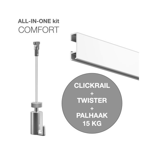 All-In-One CLICK RAIL COMFORT + Ophangset Twister 15kg Zelfremmend