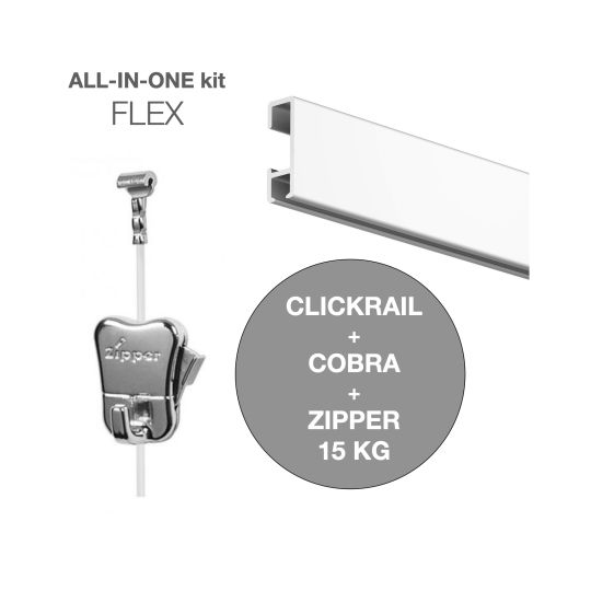 All-In-One CLICK RAIL FLEX + Ophangset Cobra 15kg Zelfremmend